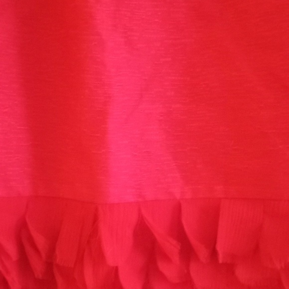 Peter Som Classic Cherry Red Skirt with Sheer Feminine Flutter Hem - Picture 5 of 6